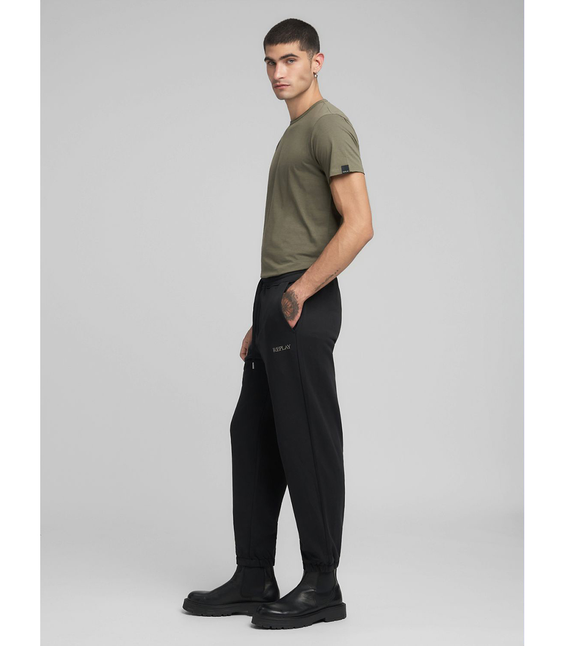 レギュラーフィットコットンテリージョガーパンツ（セットアップ） 詳細画像 ブラック 4